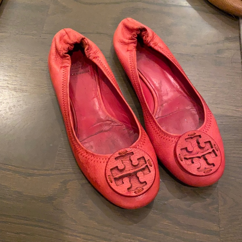 Red Tory flats. Very broken in / used condition.